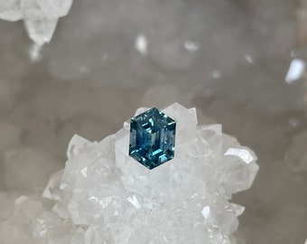 Montana Sapphire 1.71 CT Gorgeous Teal Stretched Hexagon Cut