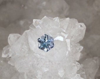 Montana Sapphire .66 Carat Silver With a Hint of Blue Brilliant Hexagon Cut