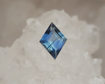 Montana Sapphire .78 CT Silvery Blue with Dark Blue Stripe Lozenge Cut