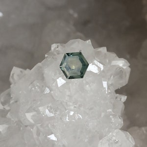 Hexagon Montana Sapphire .73 carat Green Blue