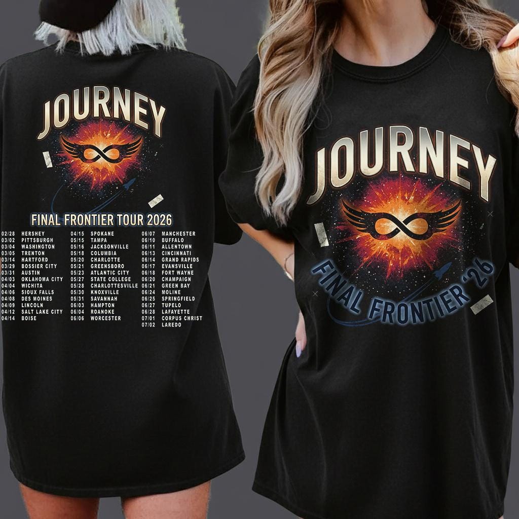 T-Shirt Homme Journey Frontiers Album Tour - Noir Gildan 5000 Neuf Étiquettes