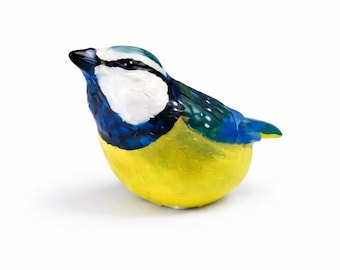 Blue Bird beeldje, handgemaakte keramische vogel decor, aardewerk vogel sculptuur, miniatuur vogel standbeeld, cadeau vogelliefhebber, plank decor ornament