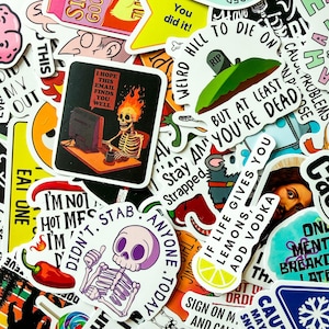 Pack of 50 Funny Adult Stickers, Sarcastic Quote Stickers, Humor Meme Stickers, Spicy Stickers, Waterproof Stickers for Teens, Adults