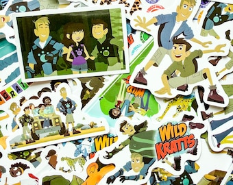 Pack of 50 Wild Kratts Stickers, Creature Power Stickers, Animal Cartoon Stickers, Nature Stickers, Waterproof Stickers for Kids, Teens