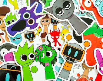 Pack of 50 Sprunki Stickers, Incredibox Music Game Stickers, Cute Monster Stickers, Waterproof Stickers for Kids, Teens, Boys, Gamers
