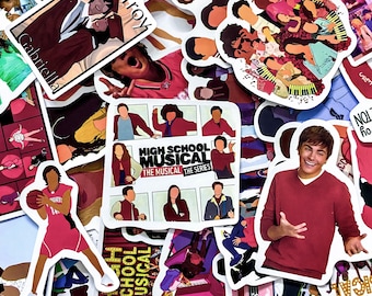 50pcs High School Musical Stickers, Basketball Movie Stickers, Character Stickers, Waterproof Stickers for Laptop, Scrapbook, Water Bottle