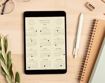 Moon Cycle Calendar 2026 | New & Full Moon Printable | Lunar Planning Calendar | Spiritual Ritual Tool