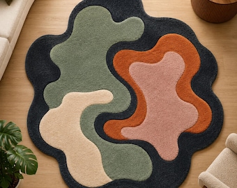 Handmade Irregular Shape Rug Modern Abstract Area Rug Luxury Living Room Decor Carpet