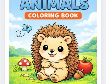 Libro para colorear de animales bebés para niños pequeños / Páginas para colorear fáciles de nivel 1 / Libro para colorear de animales adorables para edades de 1 a 4 años / PDF imprimible