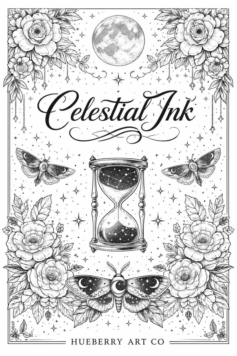 Celestial Ink: A Tattoo-inspired Adult Coloring Book | Moon, Stars ...