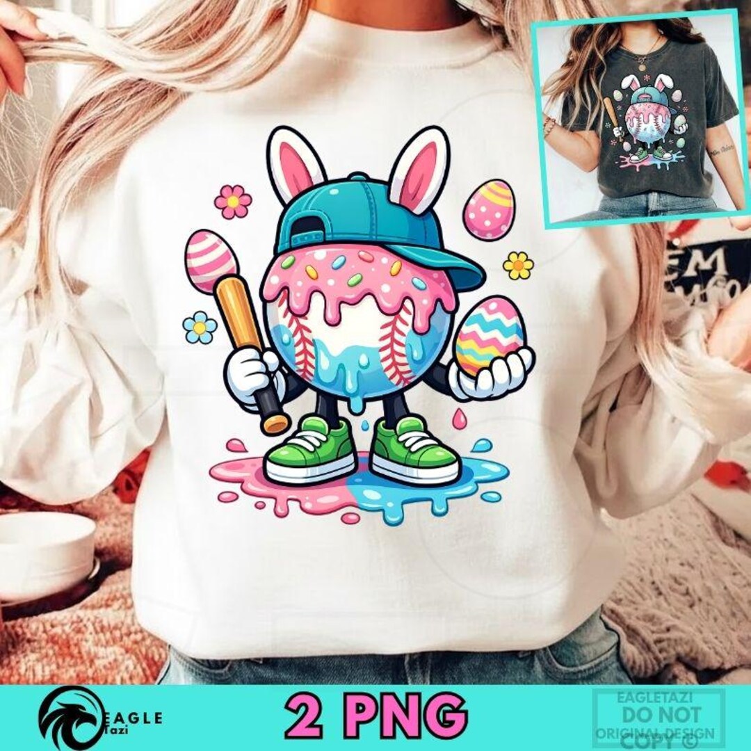 Easter Baseball PNG, Bunny Baseball Png, Cute Baseball Player ...