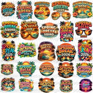 Spring Break 2026 Png Bundle, Spring Break Squad, Funny Spring Png, Beach Trip Png, Spring Break Png, Beach Vacation Png, Family Vacation