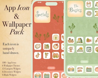 Handgezeichnetes Boho-App-Icon-Paket | iPhone- und Android-Hintergrundbilder, Widgets