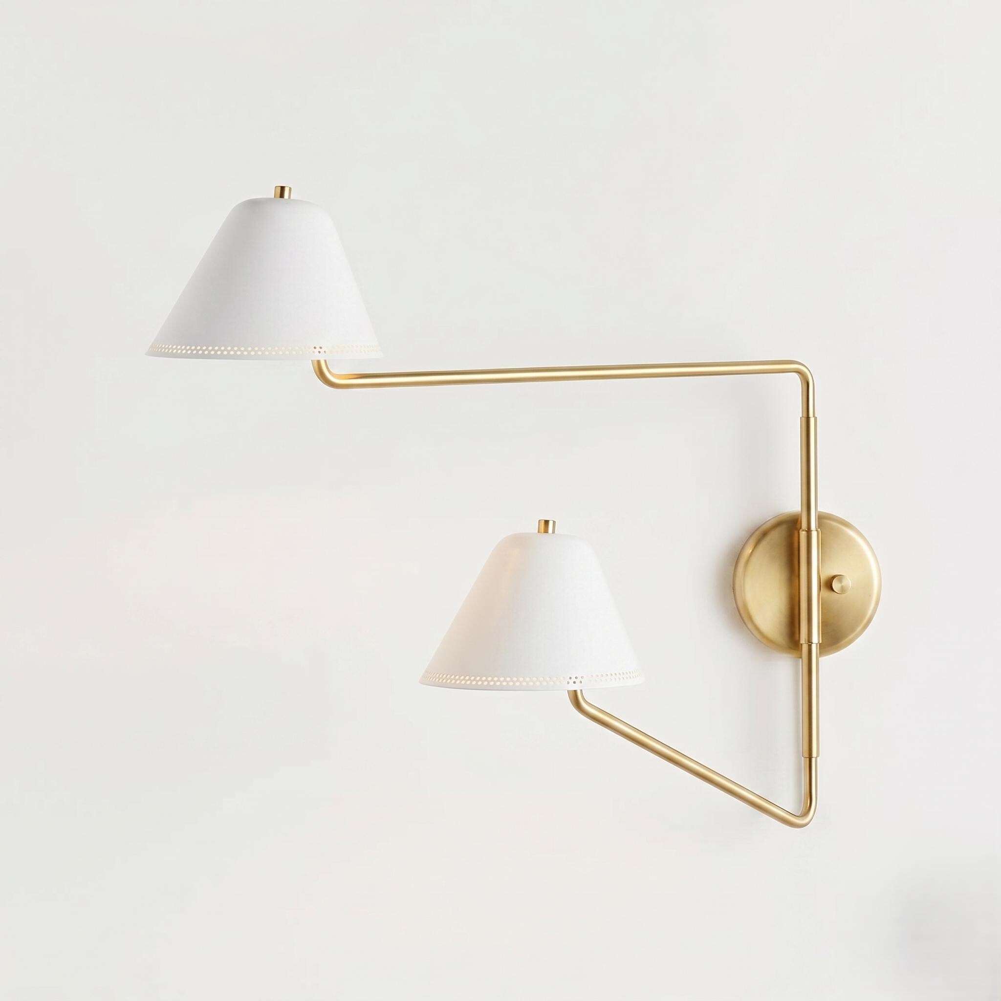 Articulated Brass Swing Arm Sconce - Industrial Adjustable Task Light ...