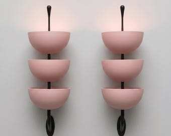 Handcrafted Pink Vanity Light, Modern Bathroom Fixture, Unique Wall Sconce, Art Deco Lighting