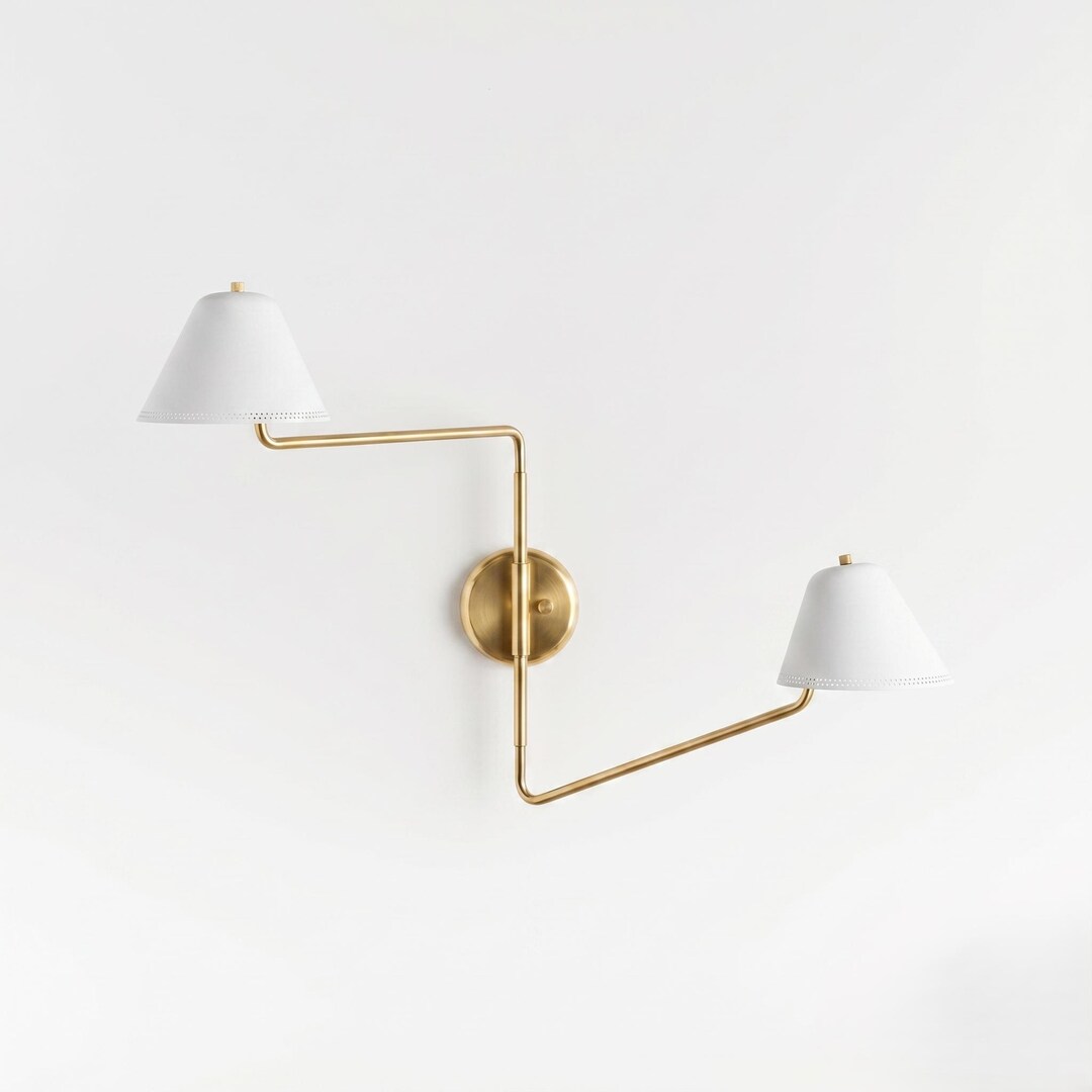 Articulated Brass Swing Arm Sconce - Industrial Adjustable Task Light ...