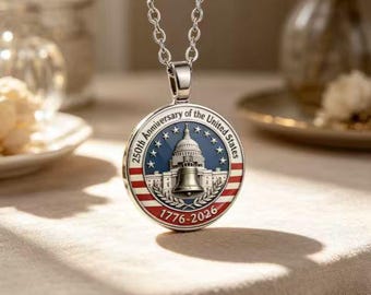 愛国的な記念ペンダントネックレス、アメリカ建国250周年、愛国的なギフト、7月4日ファミリーネックレス