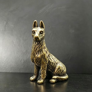 Solid Brass Dog Figurine - Miniature Puppy Statue - Vintage Style Tiny Dog Ornament , Brass Desktop Decor, Animal Lover Gift, Brass Statue