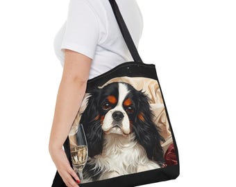 Luxury Dog Tote Bag | German Shepherd & Cavalier King Charles Illustration | Pet Lover Bag