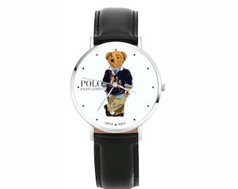 Casual zwarte leren teddybeer polobeer P51L