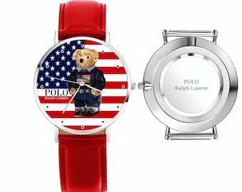Horloge militair poloshirt met Amerikaanse vlag P1L
