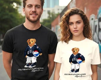 T-shirt Polo Bear – Maglietta con grafica da basket, stile streetwear di lusso