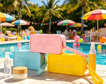 Personalized Beach Bag , Logo Available,Sunscreen Organizer, Swimming Goggle Organizer ,Waterproof Travel Bag,travel party favors
