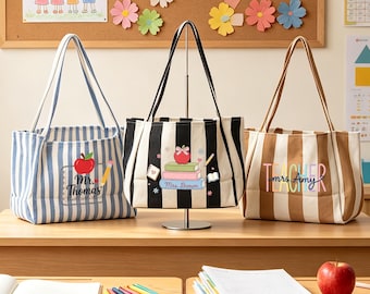 Bolsa personalizada para professores, presente de formatura, presentes de fim de ano para professores, presente para professores, bolsa de lona personalizada com nome, volta às aulas
