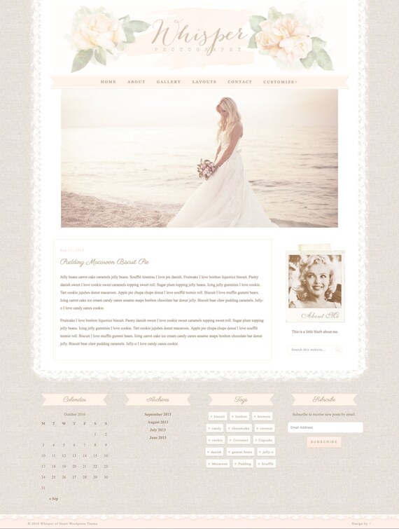 Responsive Wordpress Theme Blog Design Premade Wordpress Etsy