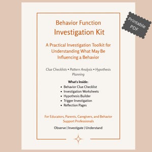 ABA Data Collection Forms, Behavior Function Assessment Kit, Special Education Teacher Printable, Pattern Analysis Printable, Digital pdf