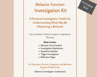 ABA Data Collection Forms, Behavior Function Assessment Kit, Special Education Teacher Printable, Pattern Analysis Printable, Digital pdf