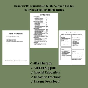 Behavior Documentation & Intervention Toolkit ABA Data Collection Forms Autism Tracker Special Education Printable Behavior Support PDF image 2