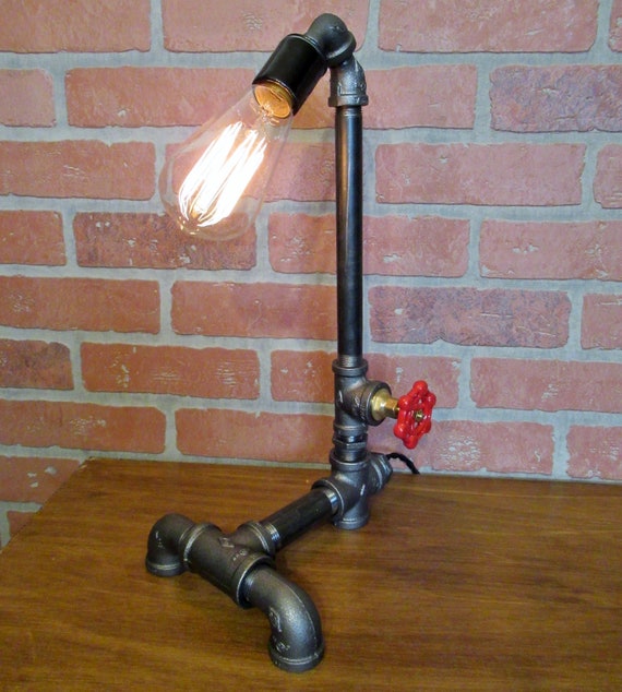 Angled Pipe Lamp features a Unique and Functional Faucet Handle On
