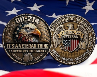 DD-214 It's A Veteran Thing Commemorative Coin, US Military Retirement Challenge Coin, Funny Veteran Humor Gift, Freedom Documents Coin