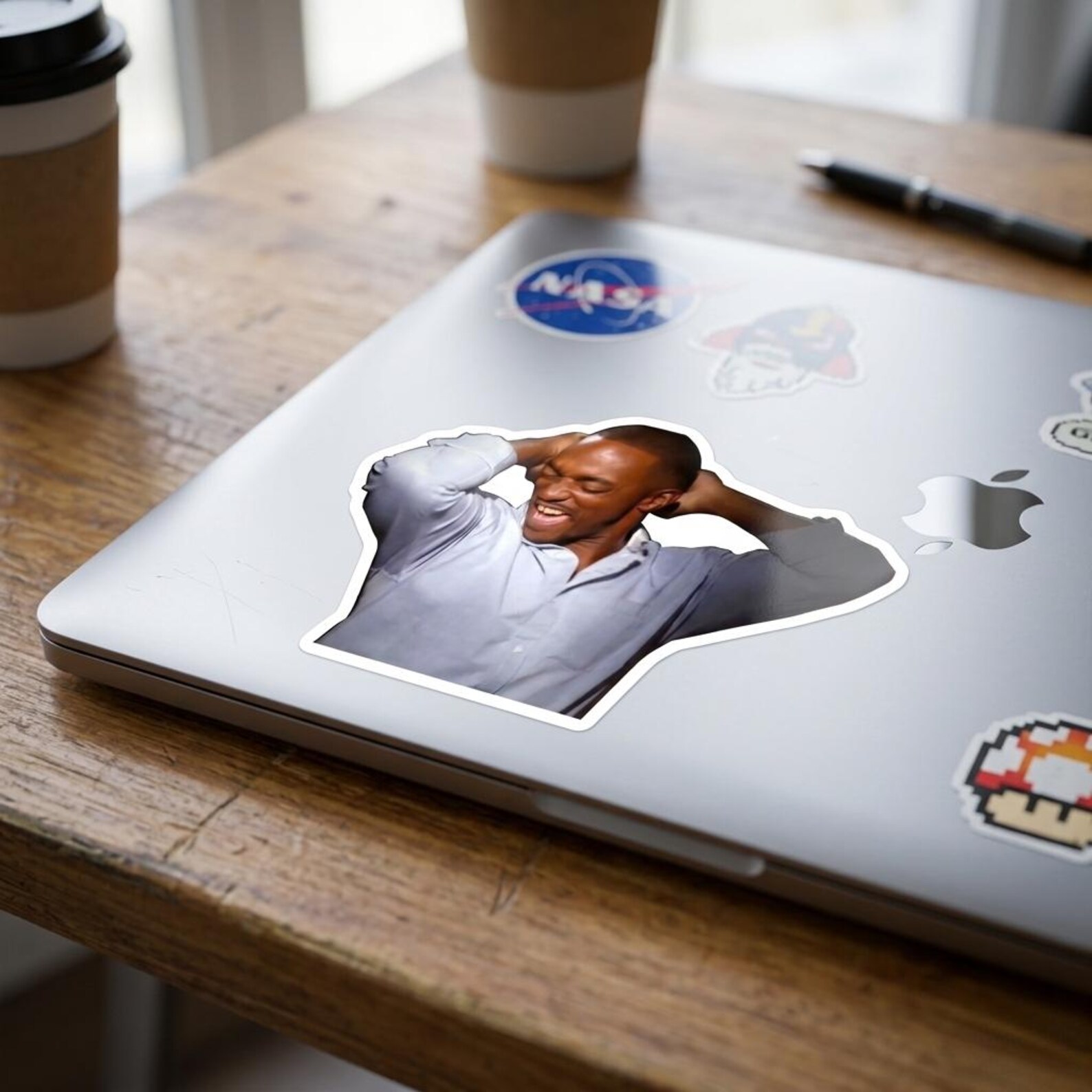 Relieved Laugh Meme Sticker, Funny Internet Vinyl Decal, Laptop Water ...