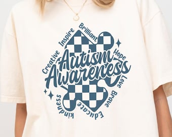 Comfort Colors® Autism Awareness Shirt, In April We Wear Blue Special Education Teacher Tee, Aura Of Blue Embrace Nuerodiversity T Shirt