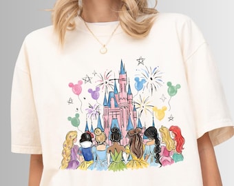 Comfort Colors® Retro Disney Princess Shirt, Watercolor Princess Shirt, Disney Trip T-Shirt, Disney Princess, Disneyworld Princess Gift