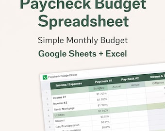 Bi-Weekly Paycheck Budget Spreadsheet | Google Sheets Monthly Planner (Digital Download)