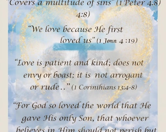 Arte de parede com versículos bíblicos sobre o amor para imprimir | Decoração com escrituras cristãs | Download digital com temática religiosa | Arte inspiradora