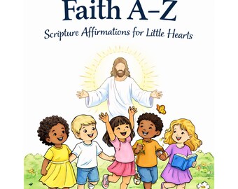 Livro de colorir Fé de A a Z para crianças | Afirmações bíblicas (padrão em PDF)