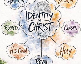 Pôster com versículo bíblico: Identidade em Cristo | Arte de parede com afirmação espiritual (Download digital)