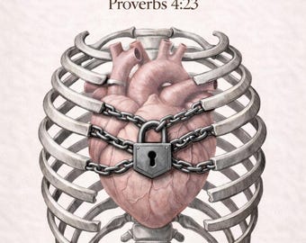 Provérbios 4:23 - Arte Bíblica | Guarde Seu Coração - Impressão Cristã (Download Digital)
