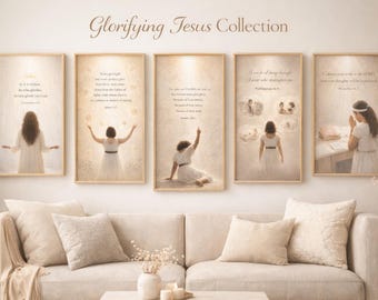 Conjunto de Arte de Parede com Versículos Bíblicos Cristãos | Coleção Glorificando Jesus (Download Digital)