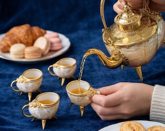 Mother of Pearl Tea Set, Luxury Teapot Set with 6 Cups