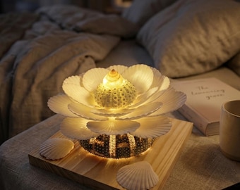 Handmade Seashell Lamp, Natural Conch Shell Night Light, Ocean Inspired Artistic Decor, Beach House Table Lamp, Unique Thank You Gift