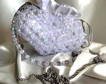 Luxury Heart Beaded Bag, Crystalline Wedding and Evening Purse | The White Cipher, LIVAYAN