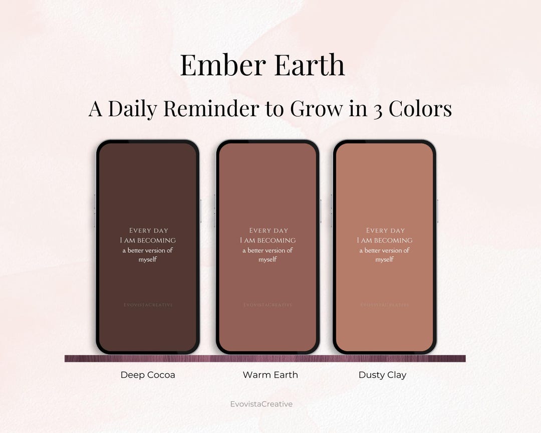 Ember Earth Phone Wallpaper Set, Minimalist Deep Cocoa & Dusty Clay, 3 ...