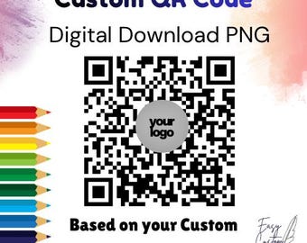 Custom QR Code with Logo | Personalized Digital PNG (Business, WiFi, Social Media)