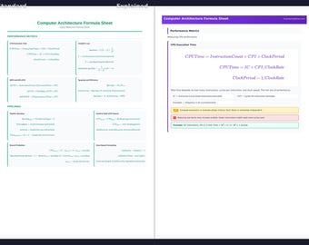 Formuleblad computerarchitectuur: CPU-ontwerp, pijpvoering, cache (pdf-download)