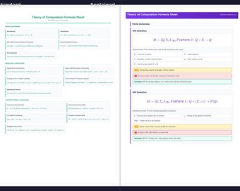 Formulário de Teoria da Computação - Formulário | Download em PDF